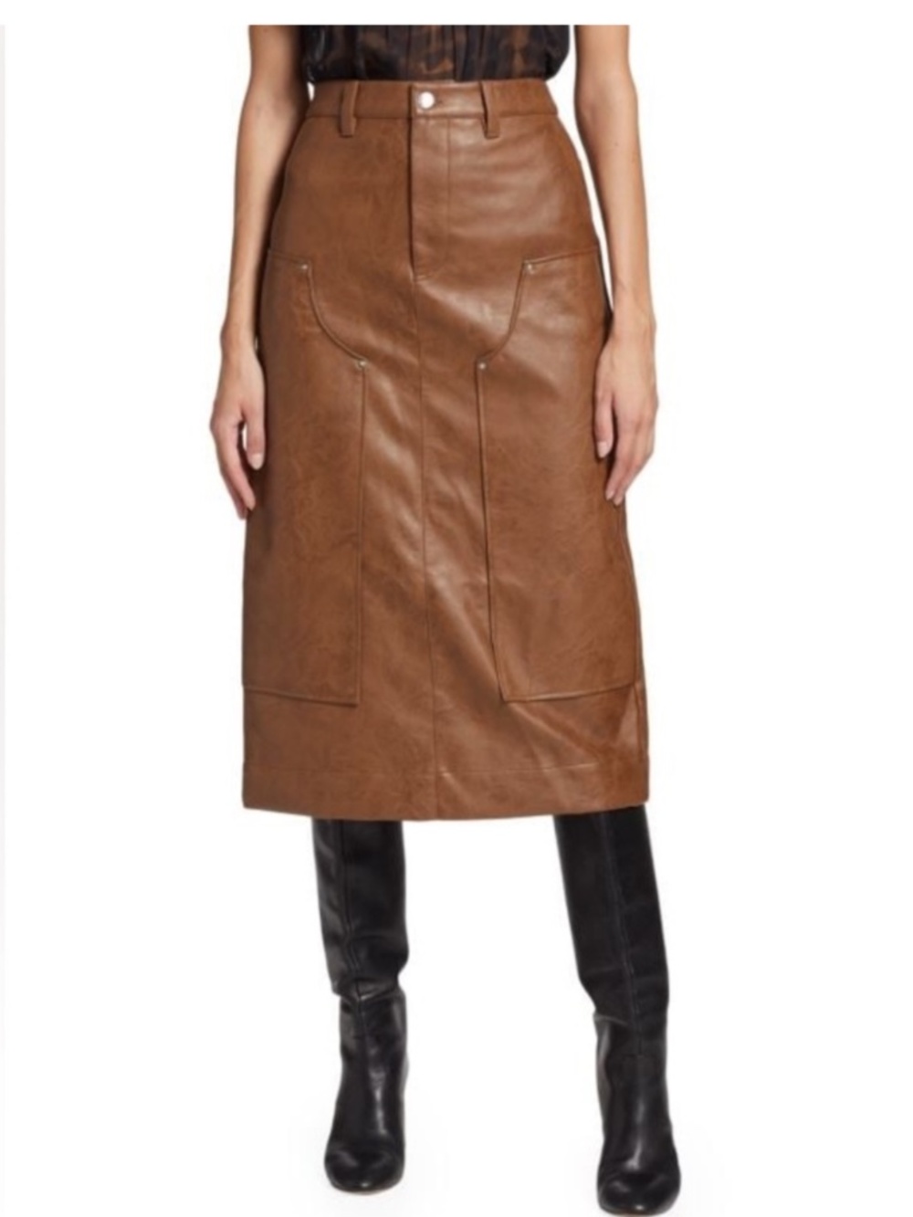 Rails Brown Faux Leather Midi Skirt – Size 0